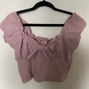 Cute crop top pink puffy sleeves